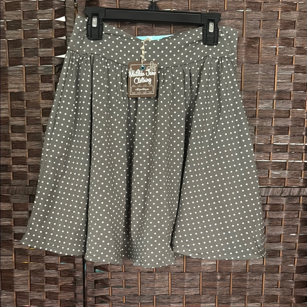 Matilda Jane NWT sz 14  Polka Dot Skirt greyish summer new twirly
